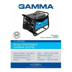 GENERADOR PORTÁTIL GAMMA GE3466AR 5500W-220V